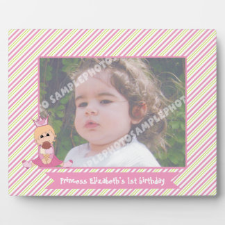 Plaque Photo Little princess and crown girls 1st birthday pink