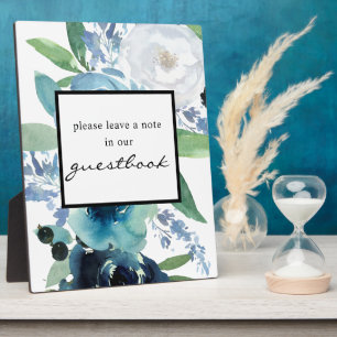 Plaque Photo Livre d'or bleu Dusty - Floral Signal Easel Black
