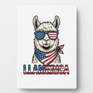 Plaque Photo Llamerica Lama Patriotique Design Vector Vintage_1