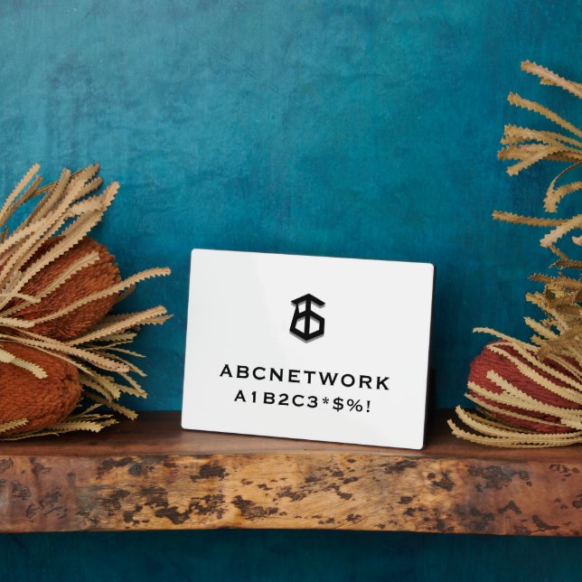 Plaque Photo Logo du mot de passe Wifi minimal (Côté)