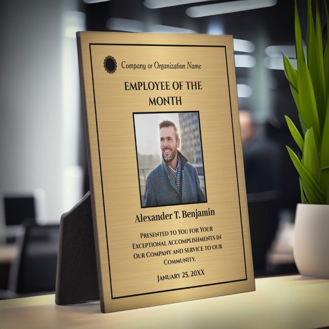 Plaque Photo Logo photo de l'employé personnalisé Gold Custom A (Employee Photo Logo Gold Custom Awards Plaque is great to give to deserving employees. )