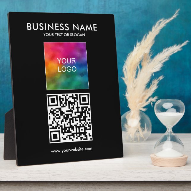 Plaque Photo Logo professionnel personnalisable Slogan QR Code  (Côté)