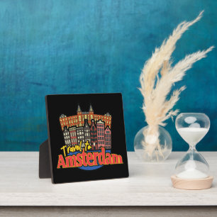 Plaque Photo Logo Voyage Vintage à Amsterdam Pays-Bas