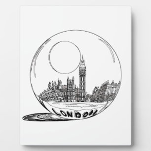 Plaque Photo Londres dans une boule de verre.