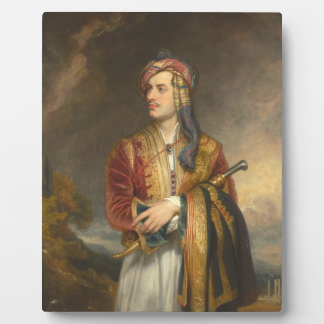 Plaque Photo Lord Byron En Robe Albanaise Pendant La Guerre Gre (Devant)