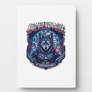 Plaque Photo Loup Cyberpunk Futur Liberté Ai Patriotique