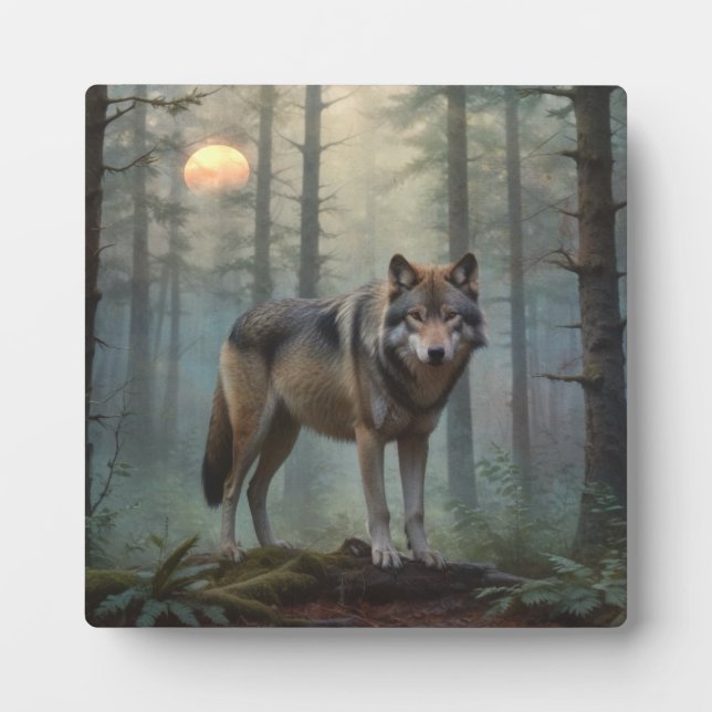Plaque Photo Loup en forêt magique (Devant)