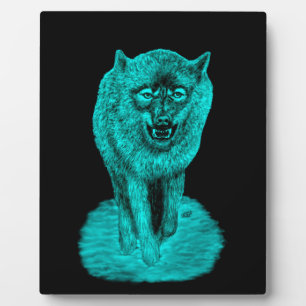 Plaque Photo Loup noir en colère dans la nuit