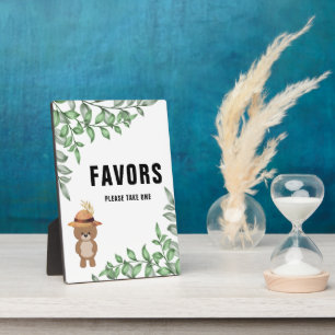 Plaque Photo L'ours mignon dans le Baby shower bois favorise