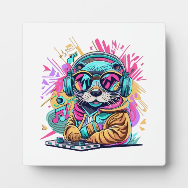 Plaque Photo loutre Dj ambiance 90 (Devant)