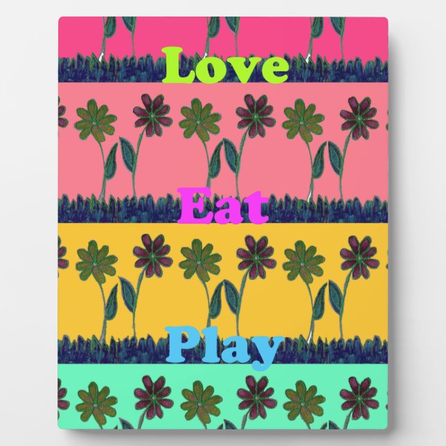 Plaque Photo Love Eat Play Art Print (Devant)