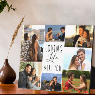 Plaque Photo Love Life With You 7 Photo Collage   Blanc