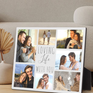 Plaque Photo Love Life With You 7 Photo Collage - Grey