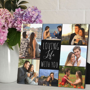 Plaque Photo Love Life With You 7 Photo Collage   Noir
