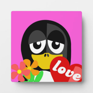 PLAQUE PHOTO LOVE PENGUIN