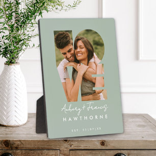 Plaque Photo Love Photo Simple Moderne Personnalisé Cadeau Vert