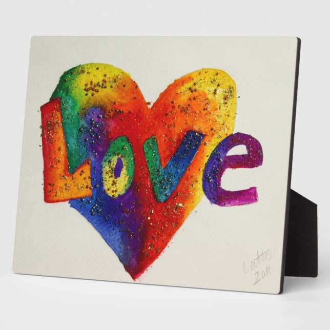 Plaque Photo Love Rainbow Heart Parties scintillant Peinture Po (Côté)