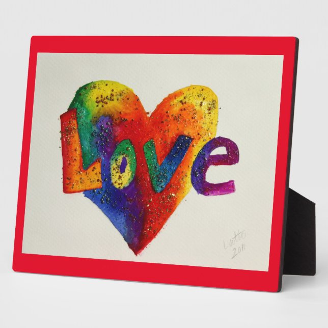 Plaque Photo Love Rainbow Heart Parties scintillant Peinture Po (Côté)