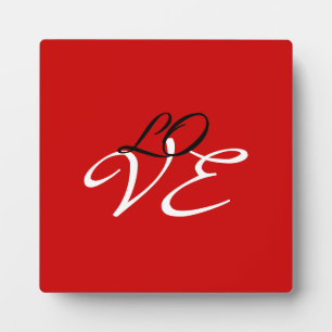 Plaque Photo Love Rouge Blanc Noir Couleur Script Calligraphie
