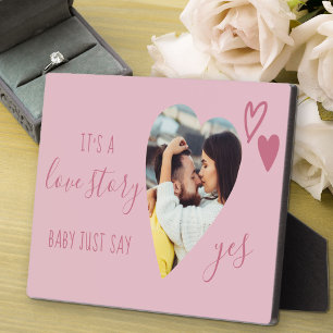Plaque Photo Love Story Say Yes Pink Proposition Heart Photo