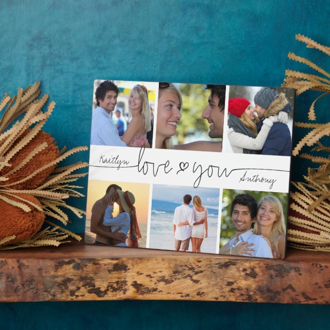 Plaque Photo LOVE YOU 6 Photo Collage Coeur manuscrit (Côté)