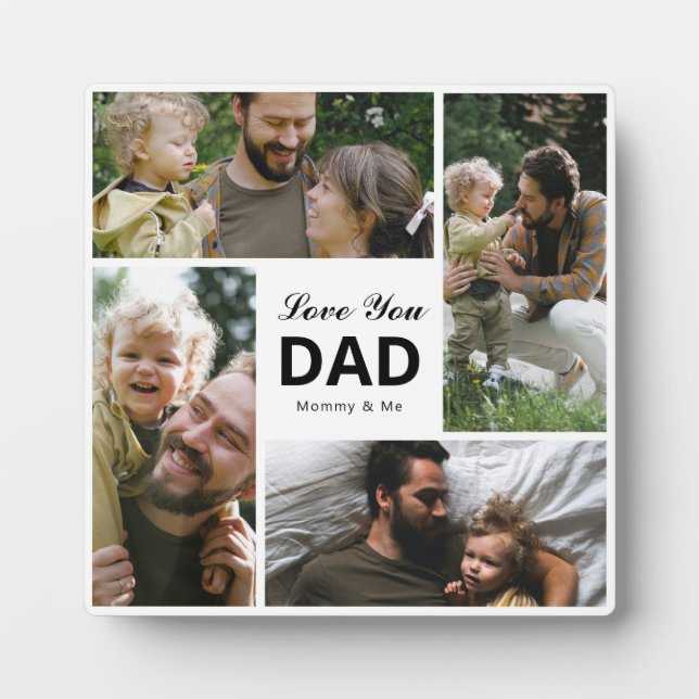 Plaque Photo Love You Dad Photo Collage Famille Cadeau (Devant)