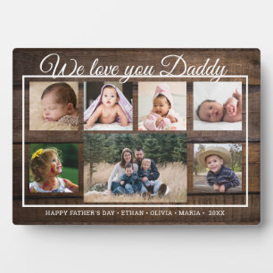 Plaque Photo Love You Daddy Father's Day 7 Photo Rustic Wood