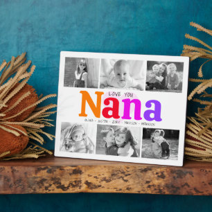 Plaque Photo Love You Nana Colorful Bold Modern 6 Photo Collage