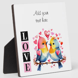 Plaque Photo Lovebirds romantic custom text valentine pink