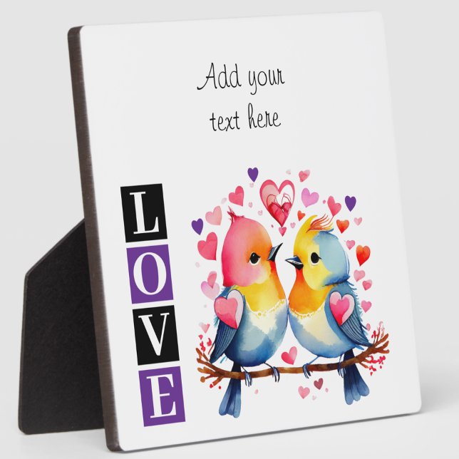 Plaque Photo Lovebirds romantic custom text valentine purple (Créateur téléchargé)
