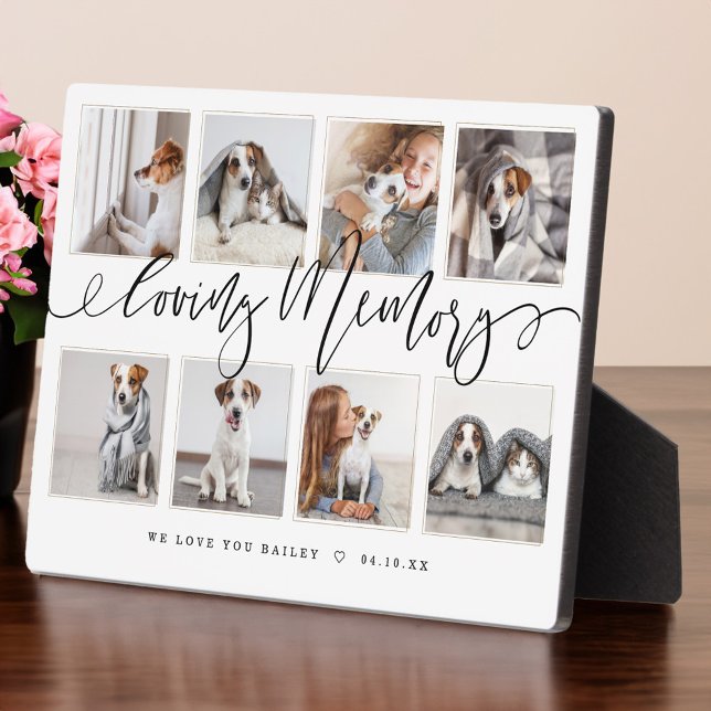Plaque Photo Loving Memory | Modern Pet Memorial Photo Collage (Loving Memory | Modern Pet Memorial Photo Collage Plaque)