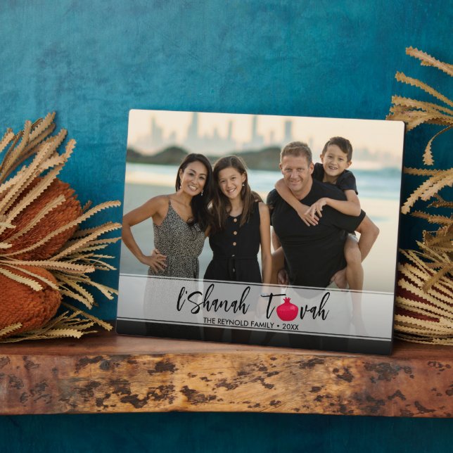 Plaque Photo L'Shanah Tovah Grenade Élégante Script Photo (Côté)