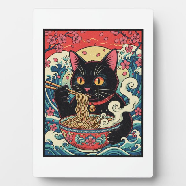 Plaque Photo Lucky Cat Ramen Noodle Art (Devant)