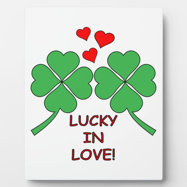Plaque Photo Lucky In Love Hearts Clover (Devant)