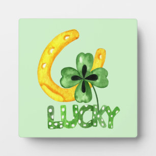 Plaque Photo Lucky Shamrock & Horseshoe
