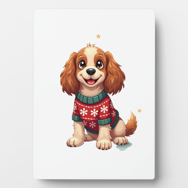 Plaque Photo Lueur de flocon de neige de Cocker Spaniel (Devant)