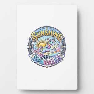 Plaque Photo Lueur de soleil de licorne après des étincelles PO