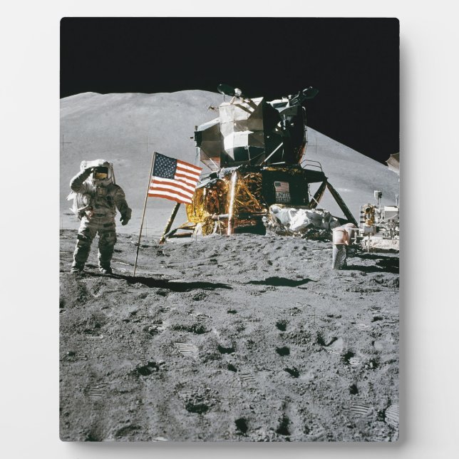 Plaque Photo lune atterrissage apollo 15 lunar module nasa 1971 (Devant)