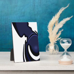 Plaque Photo Lune bleue : Bleu Abstrait, Blanc & Noir