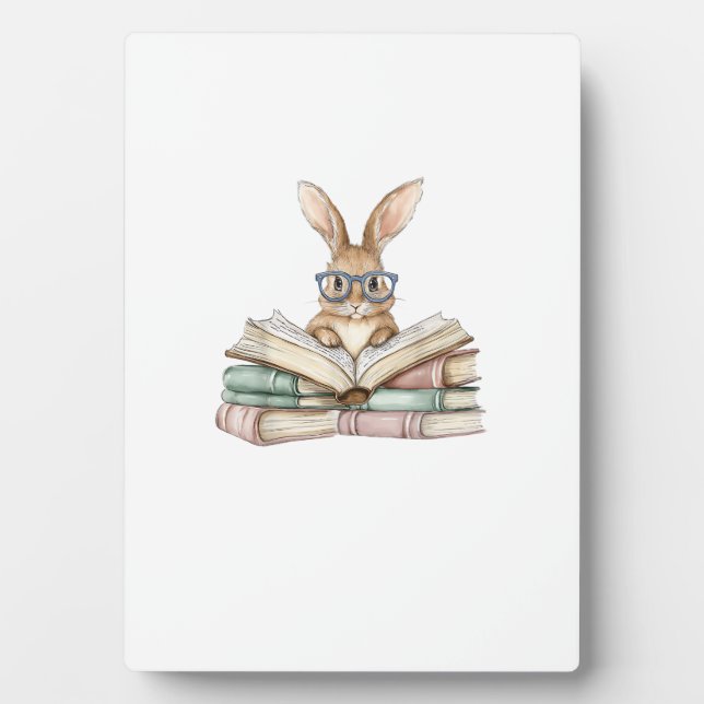 Plaque Photo Lunettes de lecture de lapin de lecture mignon Liv (Devant)