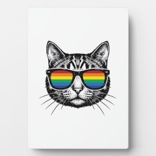 Plaque Photo Lunettes de soleil arc-en-ciel vintage Chat Fierté