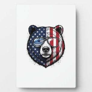 Plaque Photo Lunettes de soleil de l'ours patriotique Vintage V