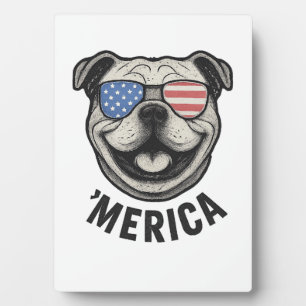 Plaque Photo Lunettes de soleil drapeau USA 'MERICA Bulldog pat
