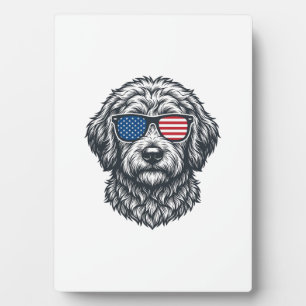 Plaque Photo Lunettes de soleil pour chien patriotiques Vintage