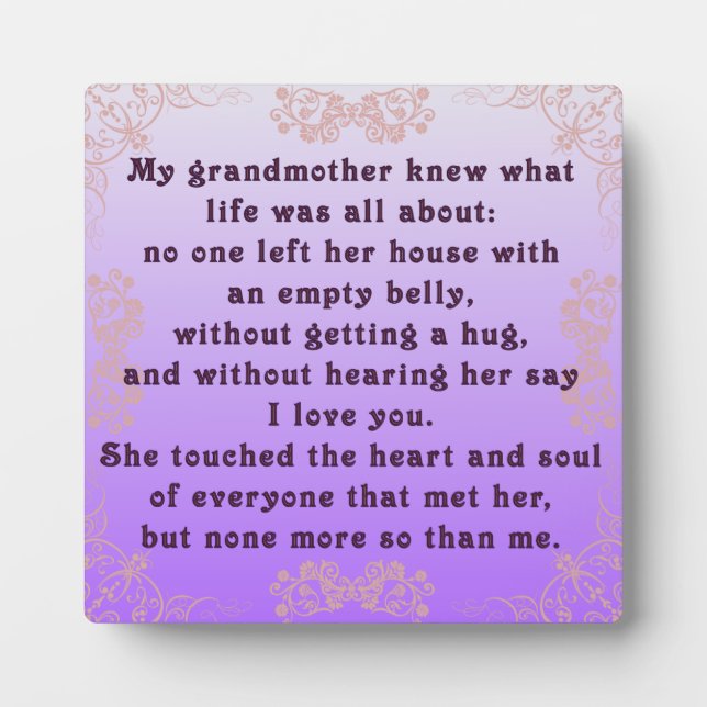 Plaque Photo Ma grand-mère (Devant)