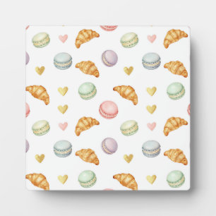 Plaque Photo Macarons pastel et croissants motif sans couture
