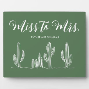 Plaque Photo Mademoiselle à Madame Cactus Moderne Vert Foncé En