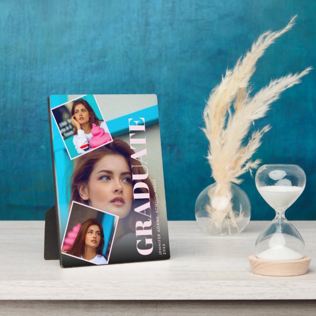 Plaque Photo Magazine moderne 3 Photos Diplôme (Côté)