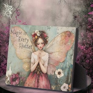 Plaque Photo Magique Whimsical Fairy & Flower Garden avec devis