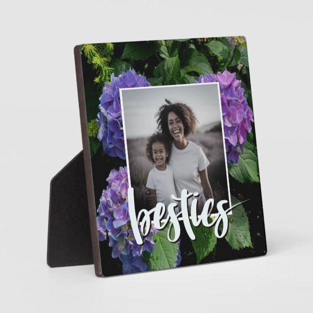 Plaque Photo Magnifique hydrangea fleur magenta vert violet ble (Recto)